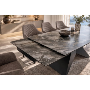 DIAMOND bővíthető kerámia étkezőasztal - 180-260cm - taupe/fekete