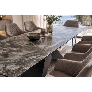 DIAMOND bővíthető kerámia étkezőasztal - 180-260cm - taupe/fekete