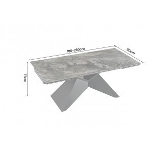 DIAMOND bővíthető kerámia étkezőasztal - 180-260cm - taupe/fekete