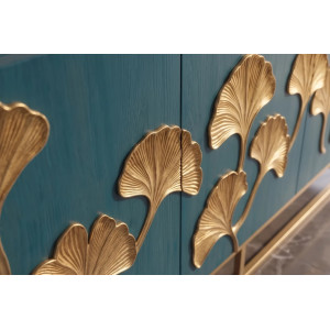 GINKGO tömör mangófa komód  - 160cm - türkiz/arany