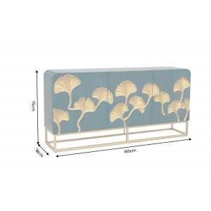 GINKGO tömör mangófa komód  - 160cm - türkiz/arany