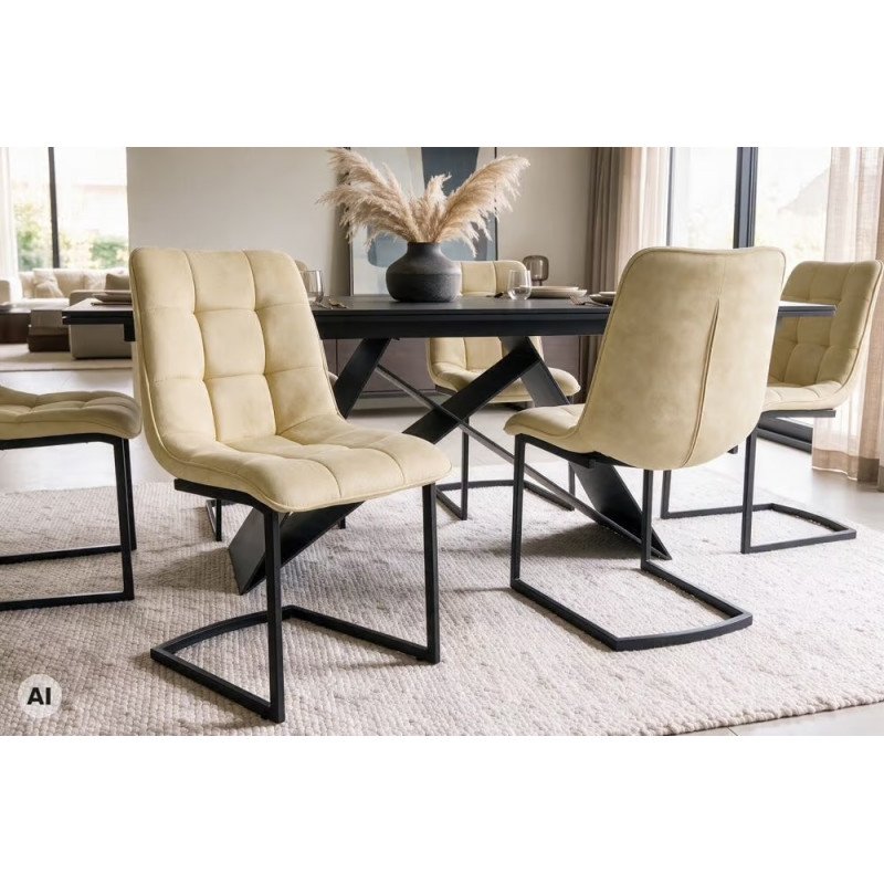 MIAMI modern szánkótalpas étkezőszék - antik beige/fekete