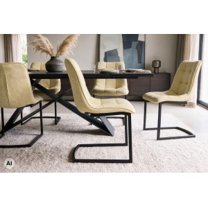 MIAMI modern szánkótalpas étkezőszék - antik beige/fekete