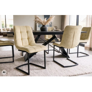 MIAMI modern szánkótalpas étkezőszék - antik beige/fekete INVICTA