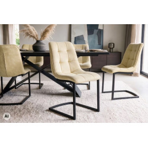 MIAMI modern szánkótalpas étkezőszék - antik beige/fekete