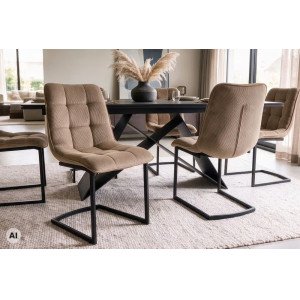 MIAMI modern szánkótalpas étkezőszék - taupe/fekete INVICTA