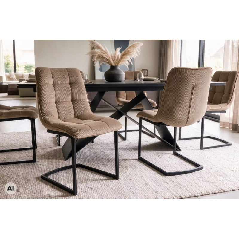 MIAMI modern szánkótalpas étkezőszék - beige/fekete