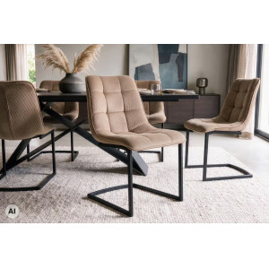 MIAMI modern szánkótalpas étkezőszék - beige/fekete