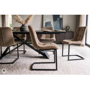 MIAMI modern szánkótalpas étkezőszék - beige/fekete