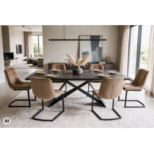 MIAMI modern szánkótalpas étkezőszék - beige/fekete