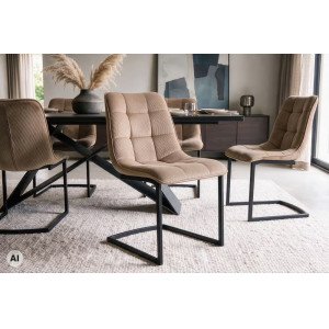 MIAMI modern szánkótalpas étkezőszék - beige/fekete
