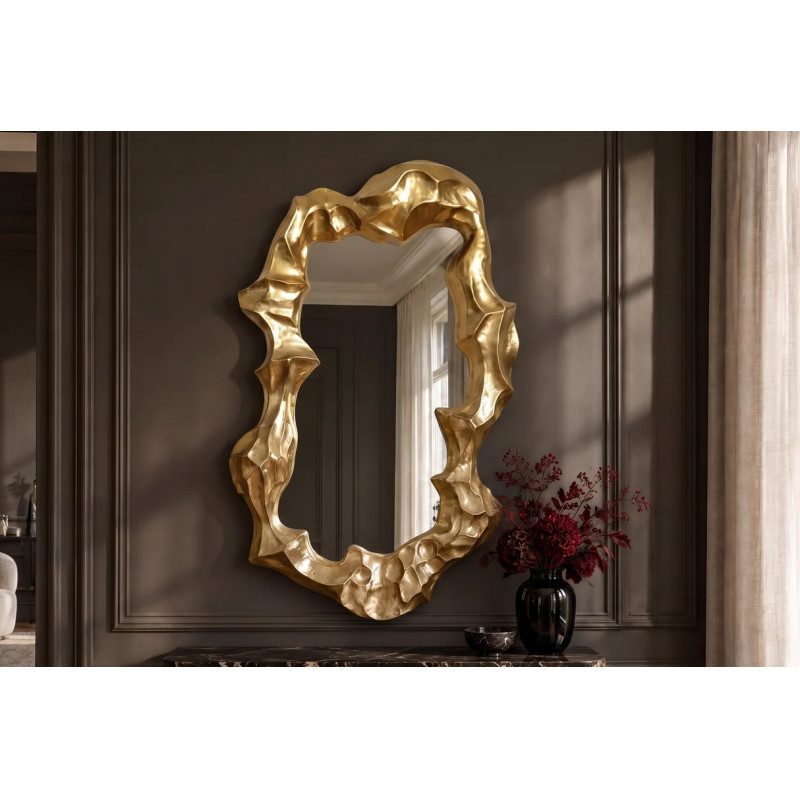 VENETIA modern aszimmetrikus fali tükör - 151cm - arany