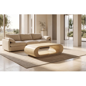RAVELLO természetes kő dohányzóasztal – 120 cm - beige Kő