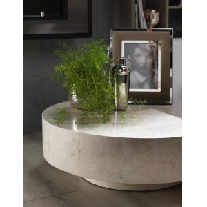 MANTOVA kerek természetes kő dohányzóasztal – 85 cm - beige