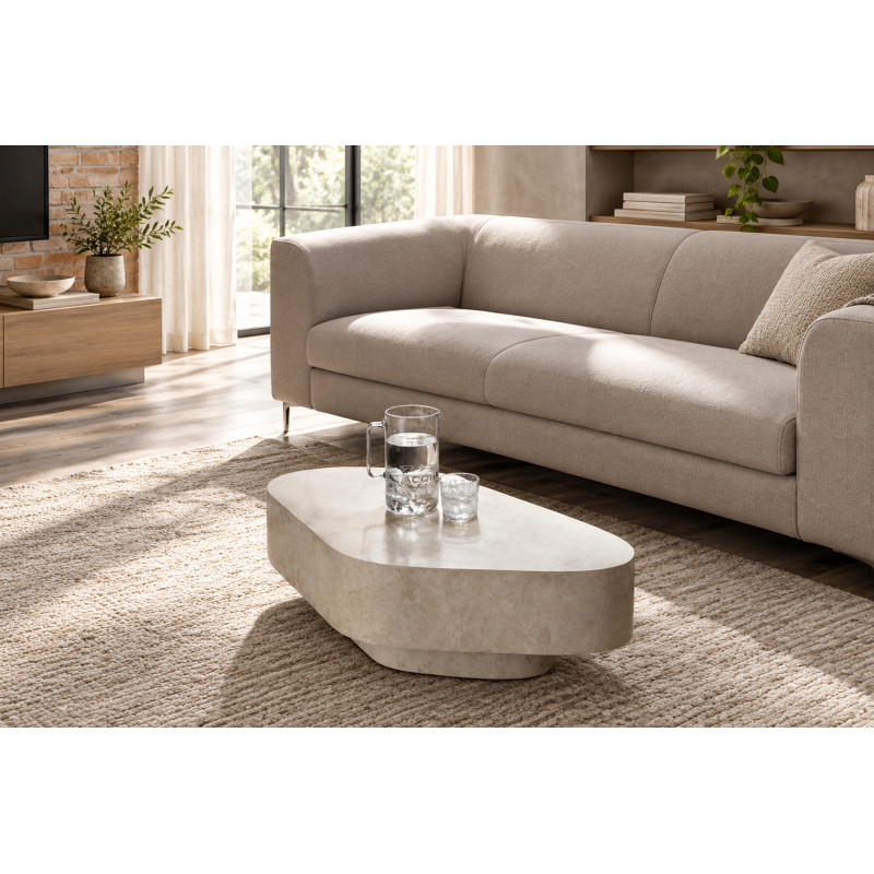 CIVITA természetes kő dohányzóasztal – 100 cm - beige