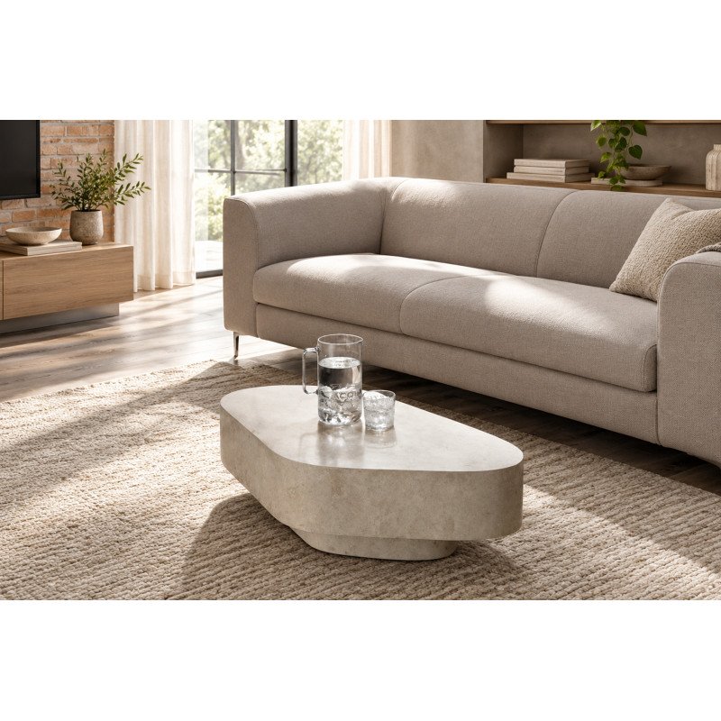 CIVITA természetes kő dohányzóasztal – 100 cm - beige
