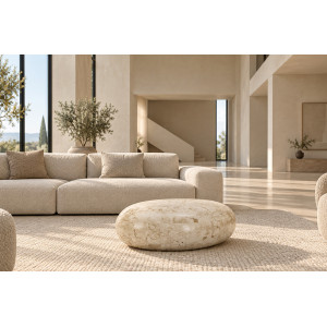 LIPARI természetes kő dohányzóasztal – 75 cm - beige Kő