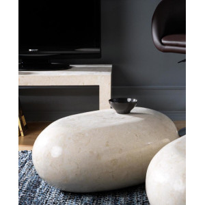 LIPARI természetes kő dohányzóasztal – 75 cm - beige