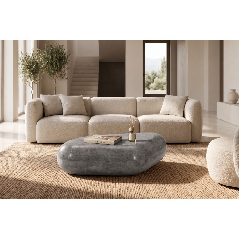 LIPARI természetes kő dohányzóasztal – 98 cm - szürke