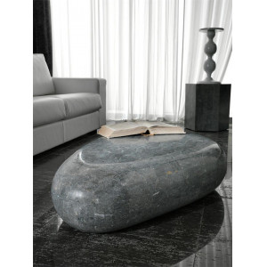 LIPARI természetes kő dohányzóasztal – 98 cm - szürke