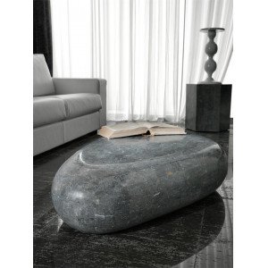 LIPARI természetes kő dohányzóasztal – 98 cm - szürke