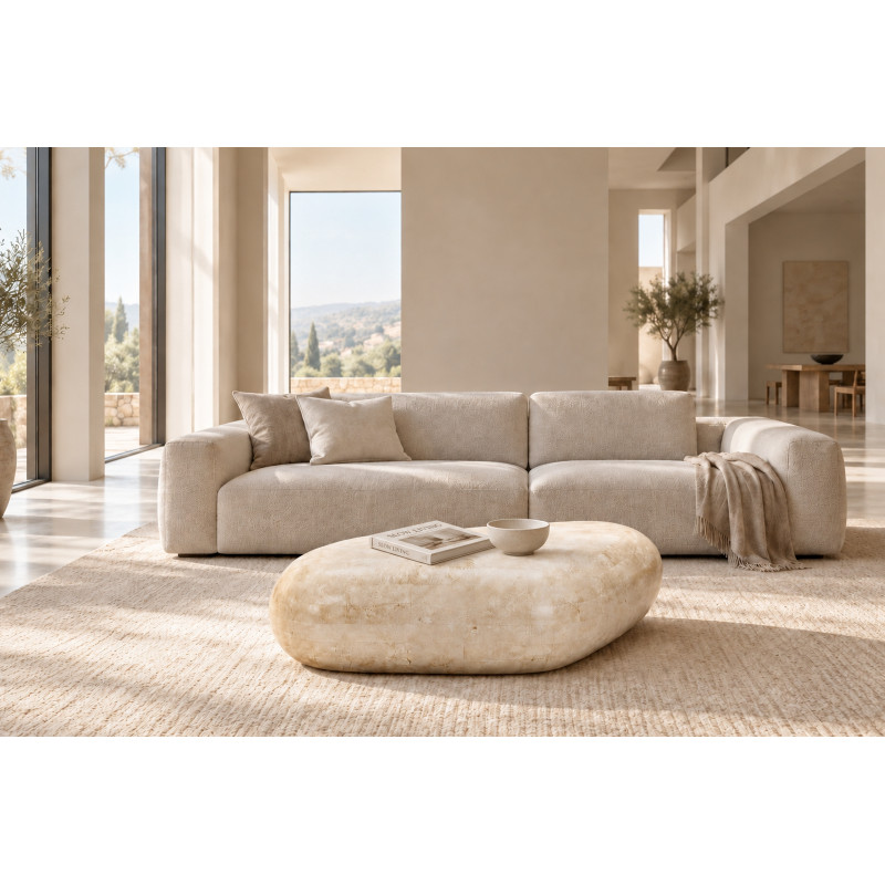 LIPARI természetes kő dohányzóasztal – 98 cm - beige