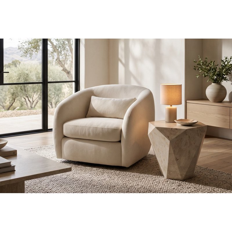 DIAMANTE természetes kő lerakóasztal – 60 cm - beige