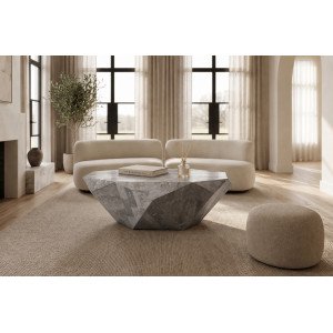DIAMANTE természetes kő dohányzóasztal – 120 cm - szürke Kő
