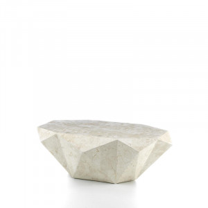 DIAMANTE természetes kő dohányzóasztal – 120 cm - beige