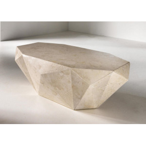 DIAMANTE természetes kő dohányzóasztal – 120 cm - beige