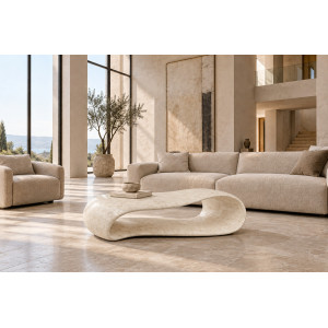 MODICA természetes kő dohányzóasztal – 123 cm - beige Kő
