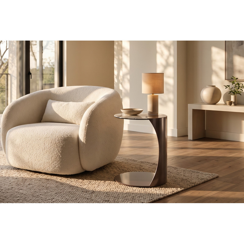 ASTI design kerámia lerakóasztal – 40 cm - fehér/bronz
