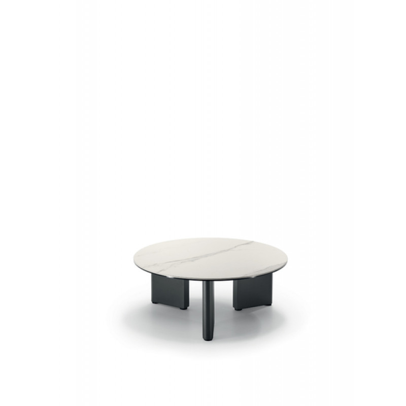 RIVOLI design kerámia dohányzóasztal – 80 cm - fehér/szürke