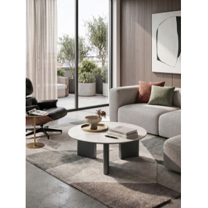 RIVOLI design kerámia dohányzóasztal – 80 cm - fehér/szürke