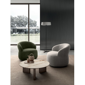 RIVOLI design kerámia dohányzóasztal – 80 cm - fehér/bronz
