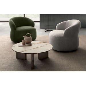 RIVOLI design kerámia dohányzóasztal – 80 cm - fehér/bronz Kő