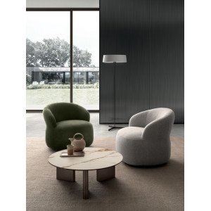 RIVOLI design kerámia dohányzóasztal – 80 cm - fehér/bronz
