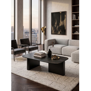 TORTONA design kerámia dohányzóasztal – 105 cm - fekete