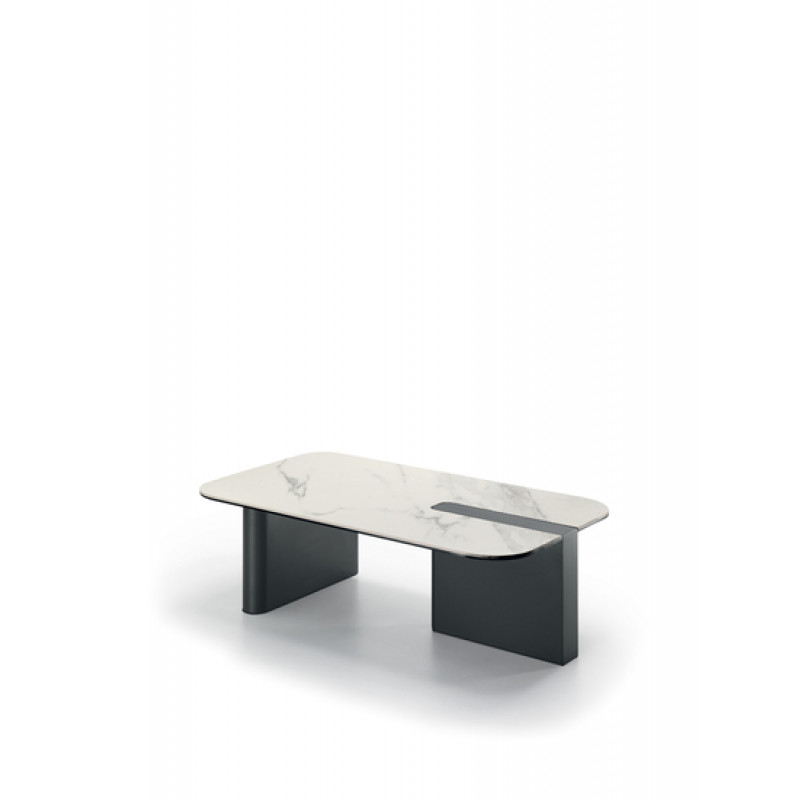 TORTONA design kerámia dohányzóasztal – 105 cm - fehér/szürke