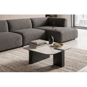 TORTONA design kerámia dohányzóasztal – 70 cm - fehér/ szürke Kő