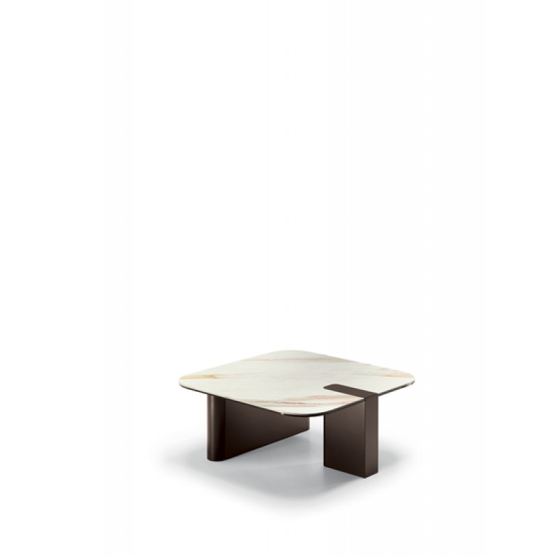 TORTONA design kerámia dohányzóasztal – 70 cm - fehér/bronz