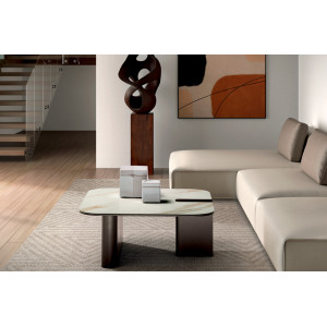 TORTONA design kerámia dohányzóasztal – 70 cm - fehér/bronz Kő