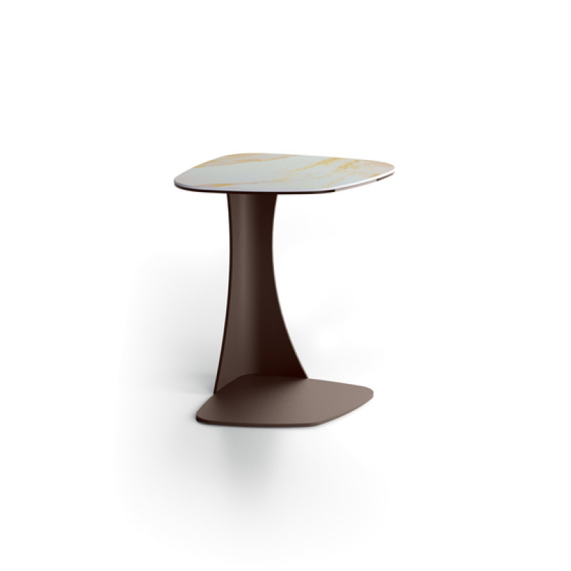 LONATO design kerámia lerakóasztal – 45 cm - fehér/bronz