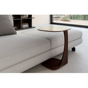 LONATO design kerámia lerakóasztal – 45 cm - fehér/bronz Stones