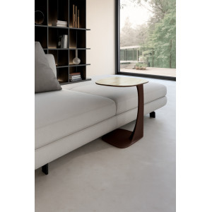 LONATO design kerámia lerakóasztal – 45 cm - fehér/bronz