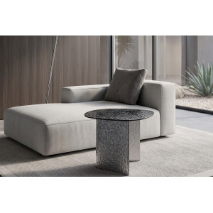BELLUNO strukturált üveg dohányzóasztal – 60 cm - szürke Stones