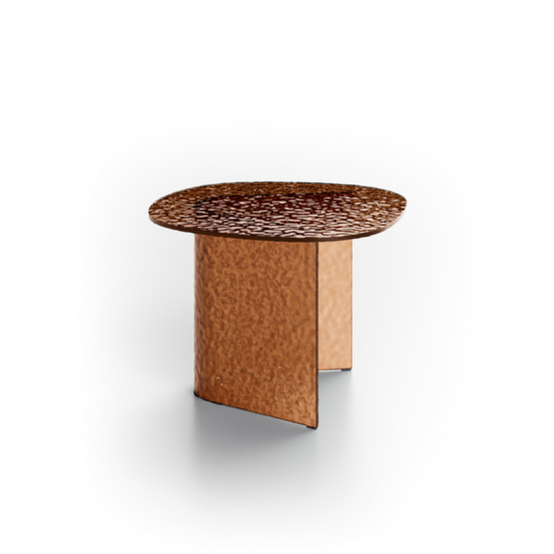 BELLUNO strukturált üveg dohányzóasztal – 60 cm - bronz