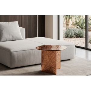 BELLUNO strukturált üveg dohányzóasztal – 60 cm - bronz Stones