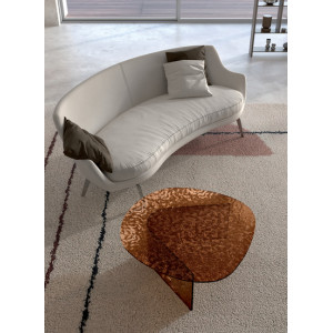 BELLUNO strukturált üveg dohányzóasztal – 90 cm - bronz
