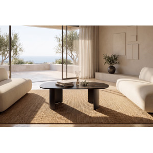 RAPALLO design kerámia dohányzóasztal – 100 cm - fekete Kő